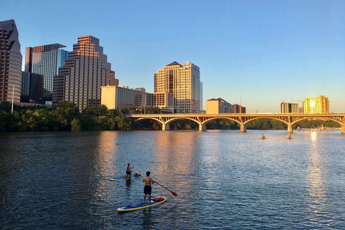 Kayak and SUP at the Colorado River in Austin, Texas.