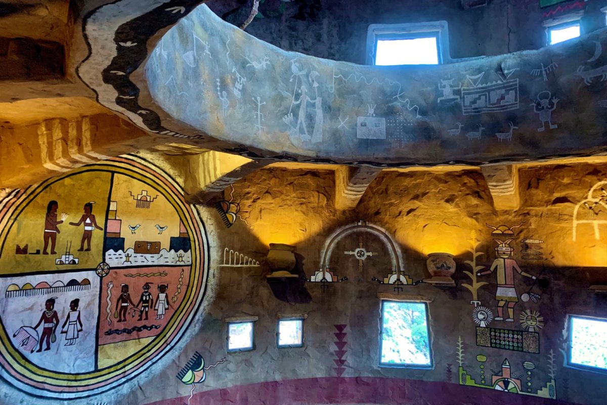 native motifs inside the desert view watchtower, grand canyon